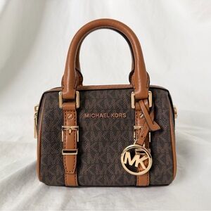 Michael Kors Bedford Bauletto Legacy Mini Duffel Crossbody | Brown Logo